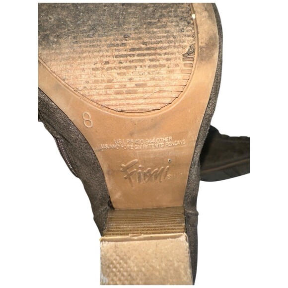 Womens 8 Peep Toe Lace Up Booties Chunky Heel Gray Suede Ankle Boots y2k chugey - Picture 4 of 15